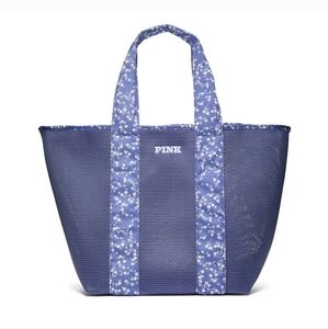 NEW PINK Victoria's Secret Blue Floral Mesh Tote Bag